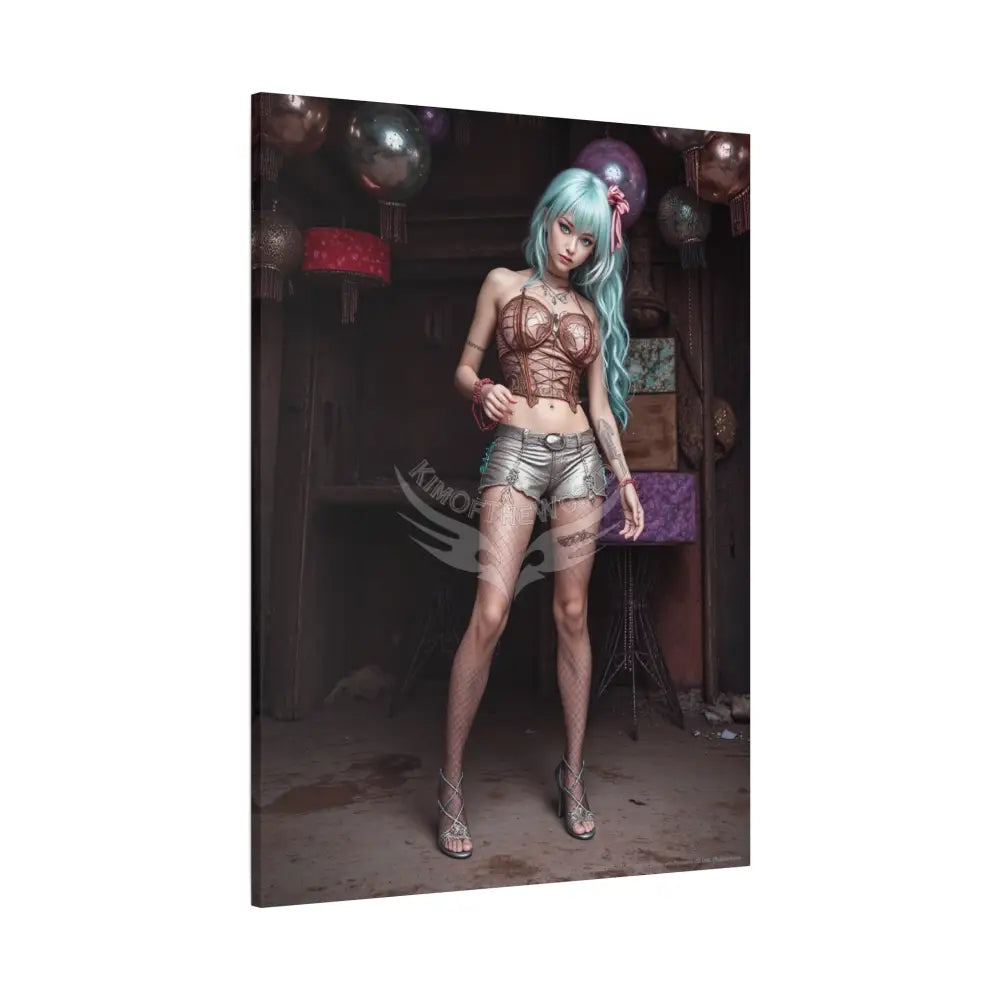 3D Anime Girls in Stilettos Matte Stretched Canvas Canvas