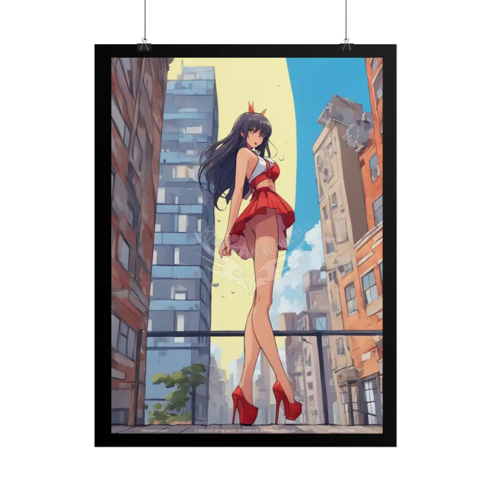 3D Anime Tall Girl Naughty Giantess Sexy Skimpy Fashion Fun Stiletto Fetish Poster — 3D Lingerie Stiletto Lady Art