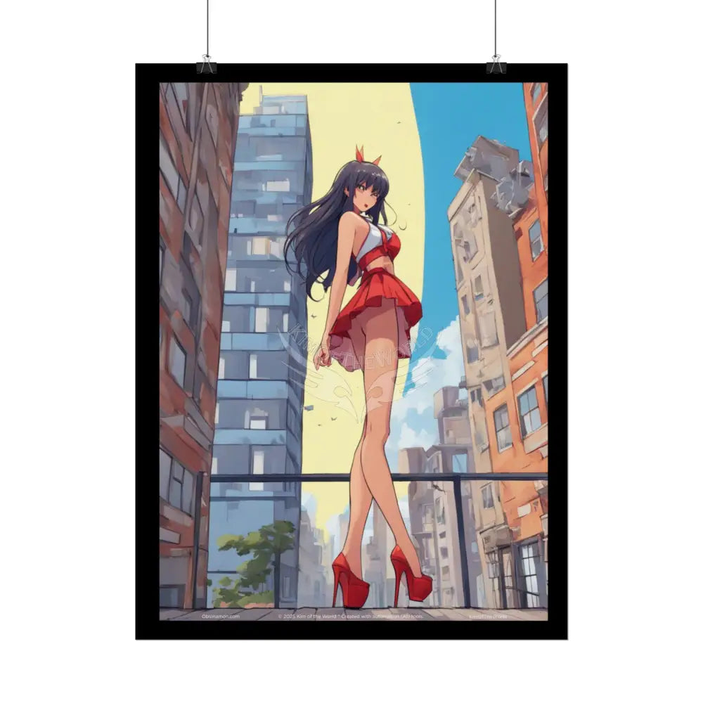 3D Anime Tall Girl Naughty Giantess Sexy Skimpy Fashion Fun Stiletto Fetish Poster — 3D Lingerie Stiletto Lady Art