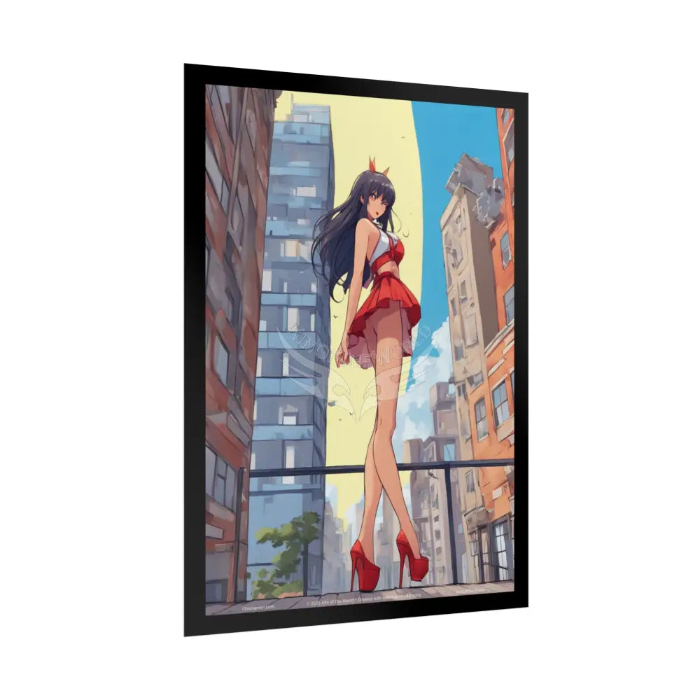3D Anime Tall Girl Naughty Giantess Sexy Skimpy Fashion Fun Stiletto Fetish Poster — 3D Lingerie Stiletto Lady Art