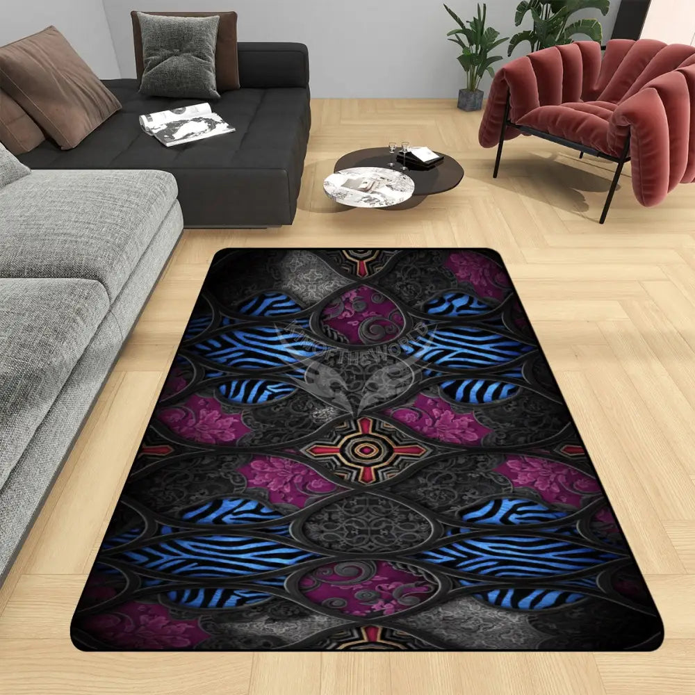 3D Black Chunky Area Rug Floor Carpet 8x5.3 - 96’’x64’’ - Rugs & Mats