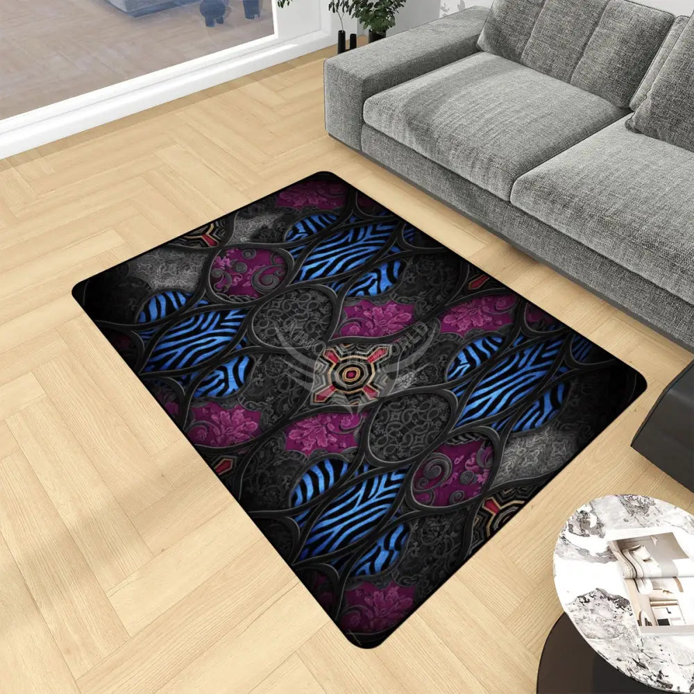 3D Black Chunky Area Rug Floor Carpet 8x5.3 - 96’’x64’’ - Rugs & Mats