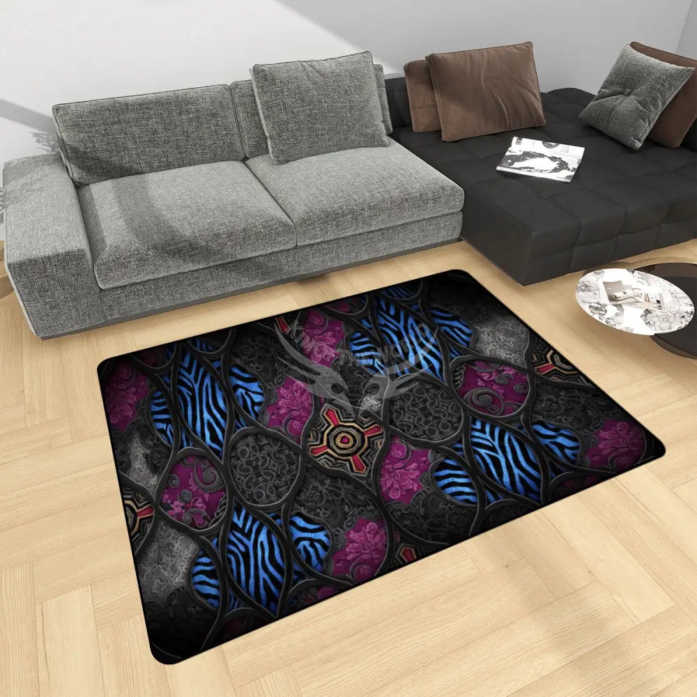 3D Black Chunky Area Rug Floor Carpet 8x5.3 - 96’’x64’’ - Rugs & Mats