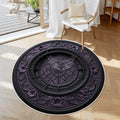 3D Black & Dark Purple Steampunk Soft Round Area Rug with White Border 39.4’’x39.4’’ Rugs & Mats