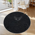 3D Black Floral Print Gothic Soft Round Area Rug with White Border 39.4’’x39.4’’ Rugs & Mats