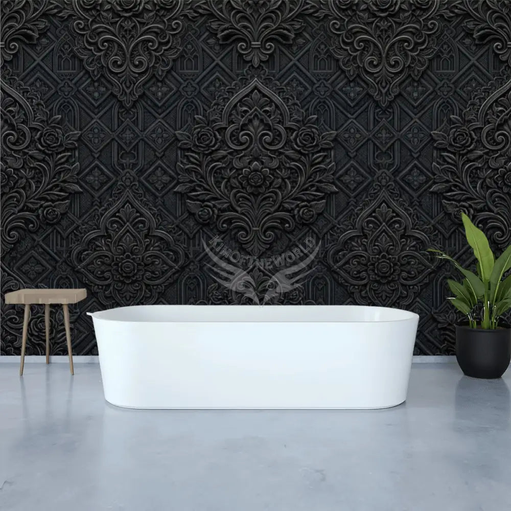 3D Black Gothic Floral Design Unpasted Mural Wallpaper 144’’x100’’ 144’’x100’’ Wall Coverings