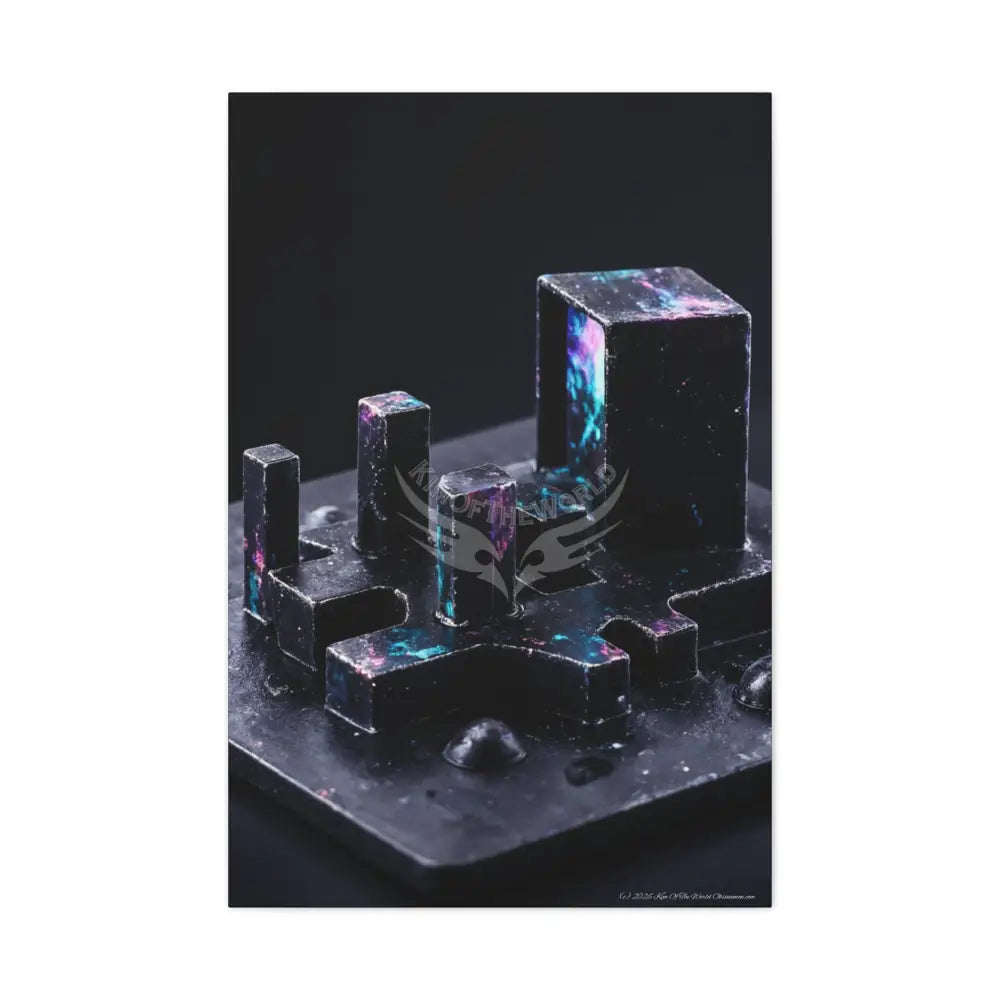 3D Black Iridescent Block Canvas Print — Dimensional Wall Art 24’’ x 36’’ (Vertical) / 1.25’’ Canvas