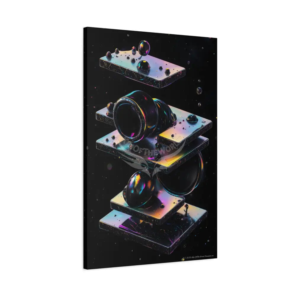 3D Black Iridescent Block Canvas Print — Dimensional Wall Art Canvas