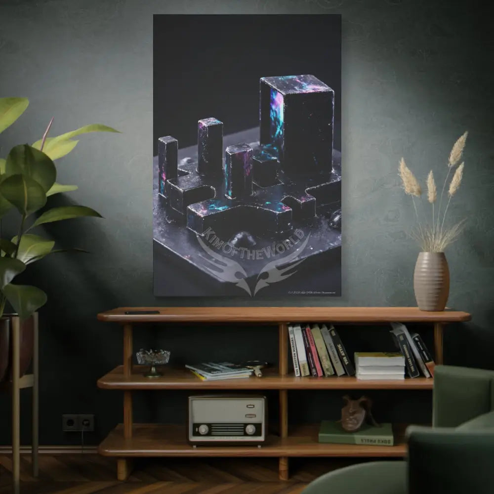3D Black Iridescent Block Canvas Print — Dimensional Wall Art Canvas