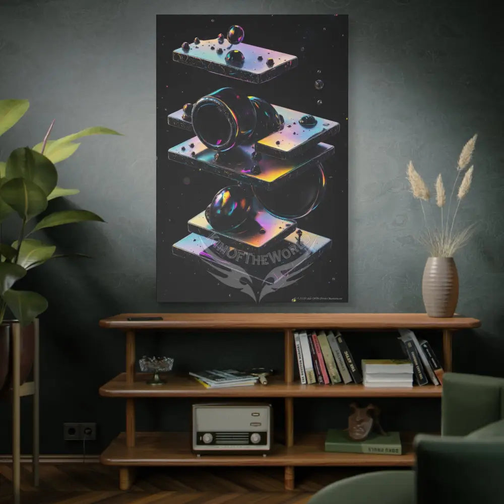 3D Black Iridescent Block Canvas Print — Dimensional Wall Art Canvas