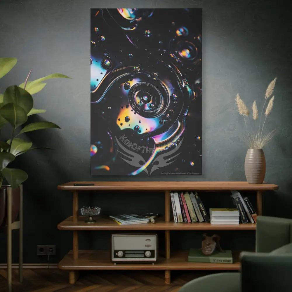 3D Black Liquid Lens Multiverse Canvas Print — Dimensional Wall Art Canvas