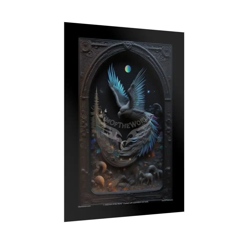 3D Black Matte Gothic Spectrum Weird Raven Florals & Winged Creatures - Rolled Posters Poster