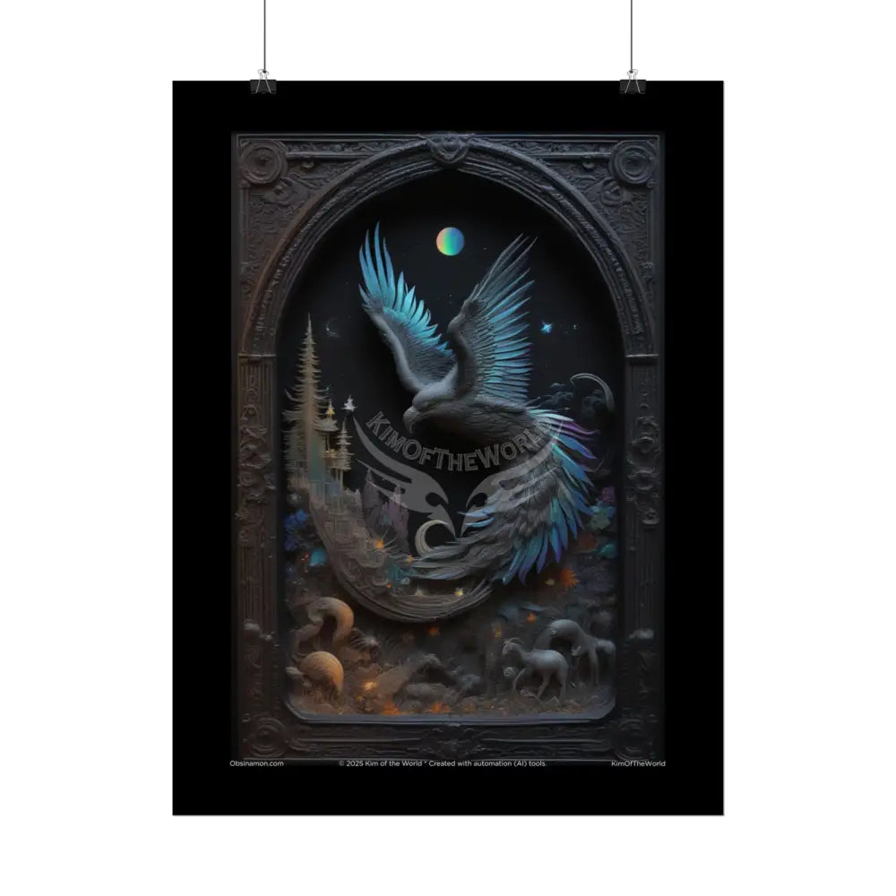 3D Black Matte Gothic Spectrum Weird Raven Florals & Winged Creatures - Rolled Posters Poster