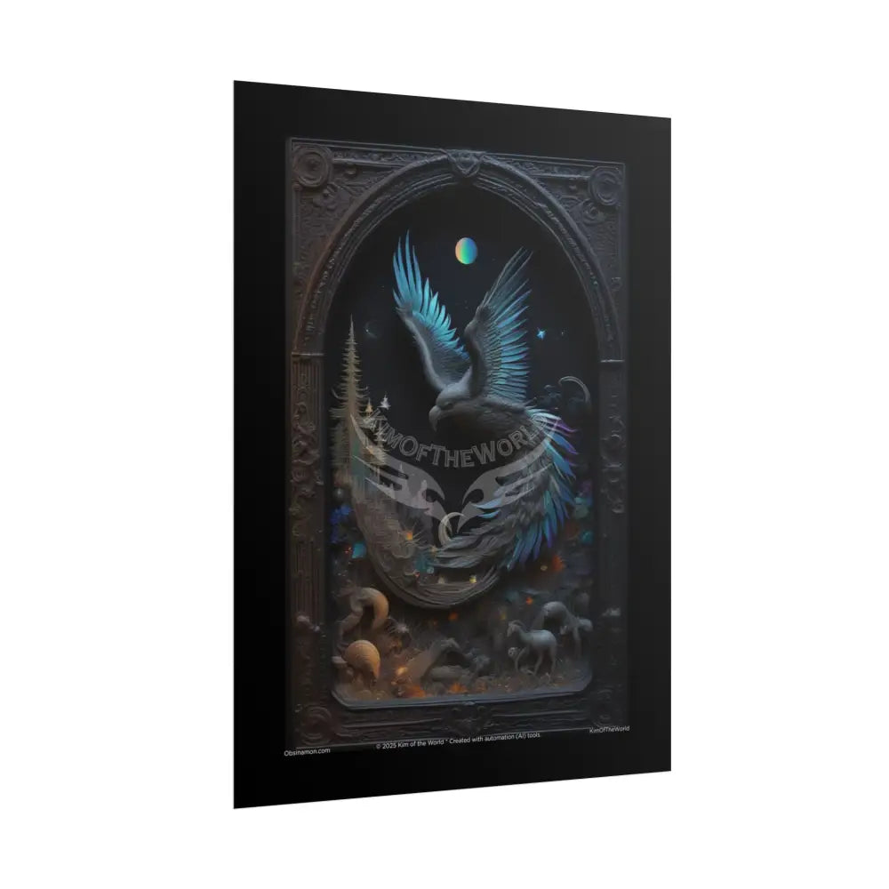 3D Black Matte Gothic Spectrum Weird Raven Florals & Winged Creatures - Rolled Posters Poster