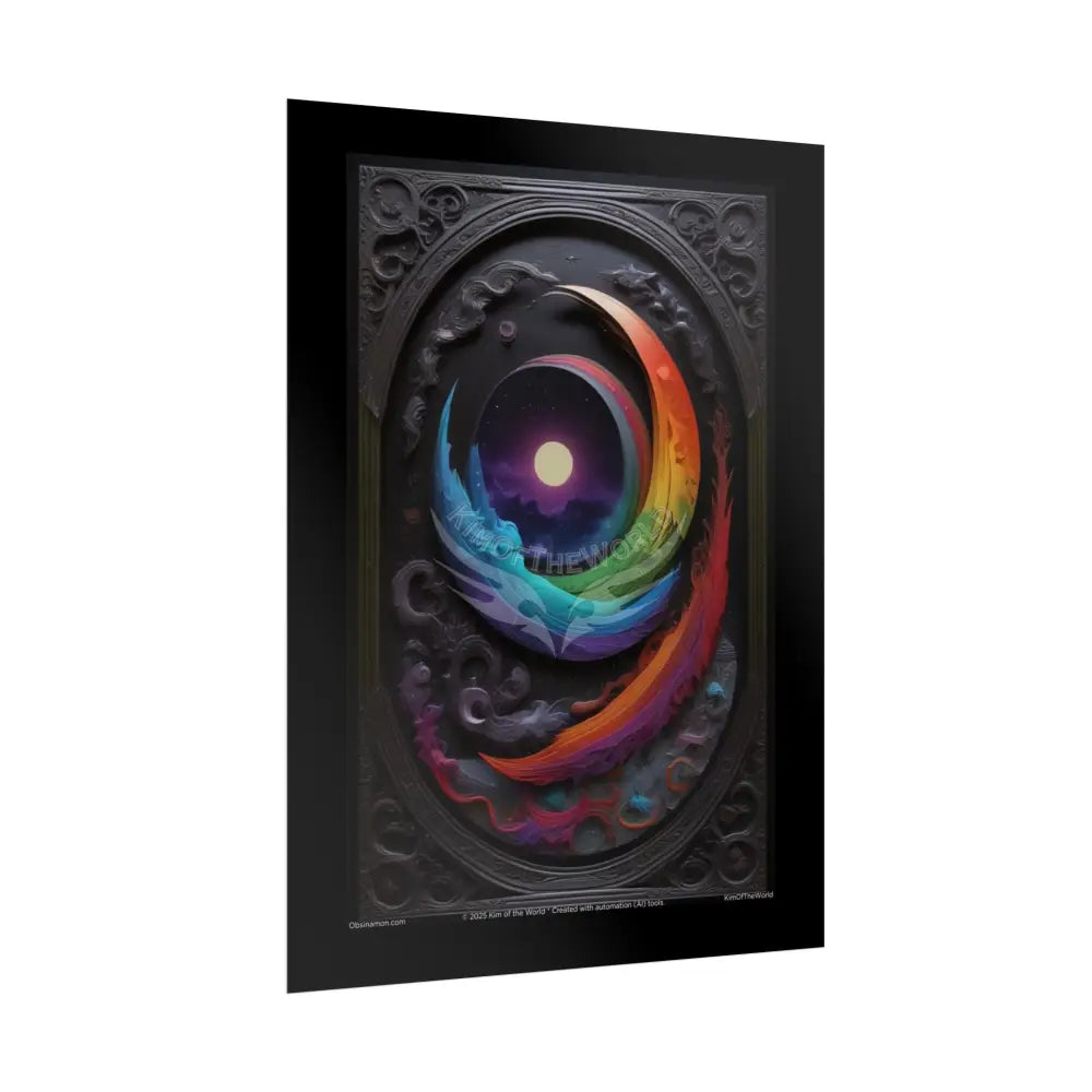 3D Black Matte with Spectrum Moon Gothic Rolled Posters Poster
