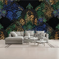 3D Black Yellow Blue Animal Print Unpasted Mural Wallpaper 144’’x100’’ 144’’x100’’ Wall Coverings