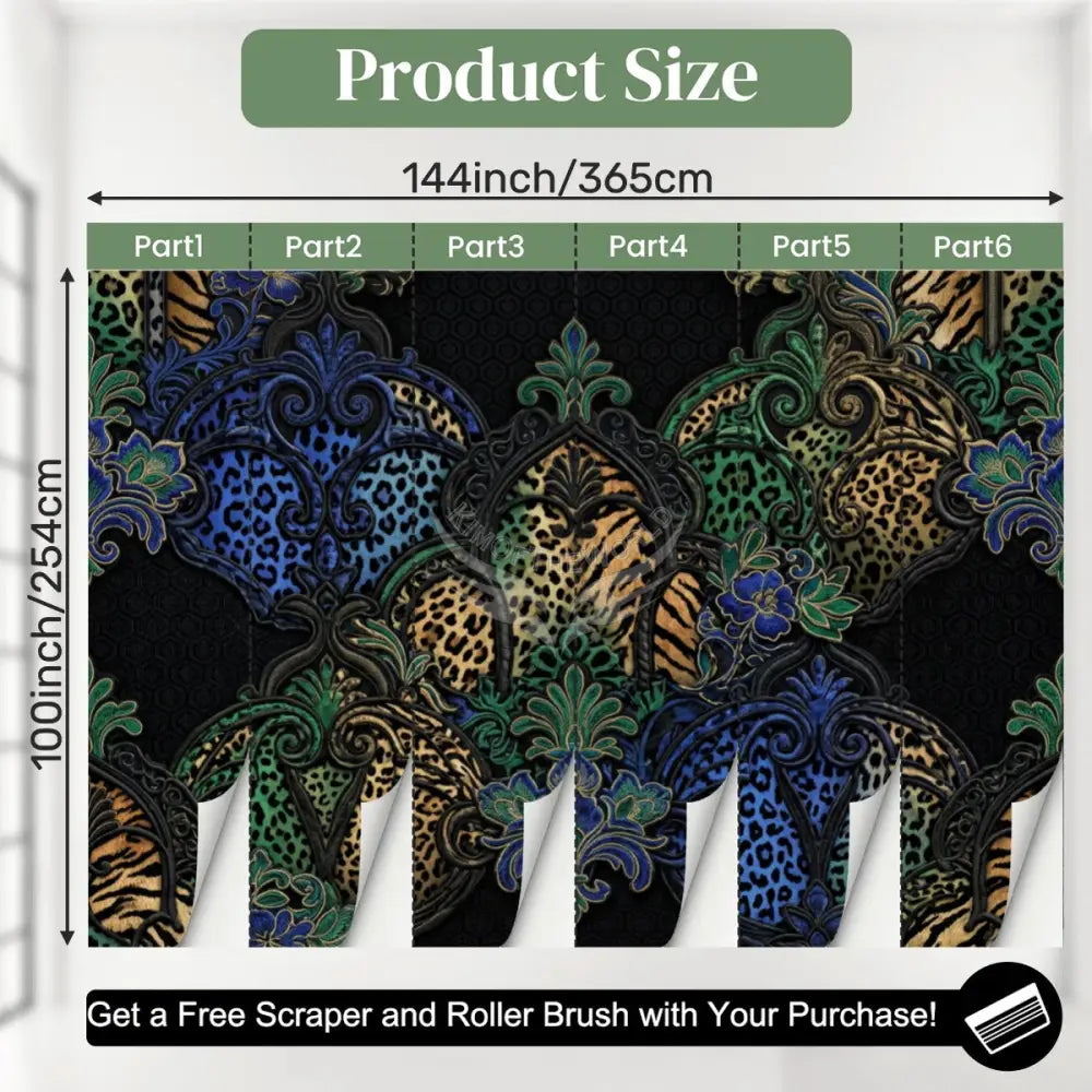 3D Black Yellow Blue Animal Print Unpasted Mural Wallpaper 144’’x100’’ 144’’x100’’ Wall Coverings