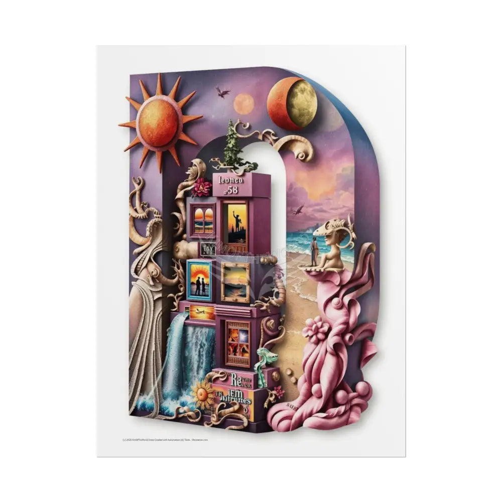 3D Block ’D’ Letter Initial Poster — Personalized Rolled Poster for Kids’ Rooms Classrooms & Homeschool 18″ x 24″