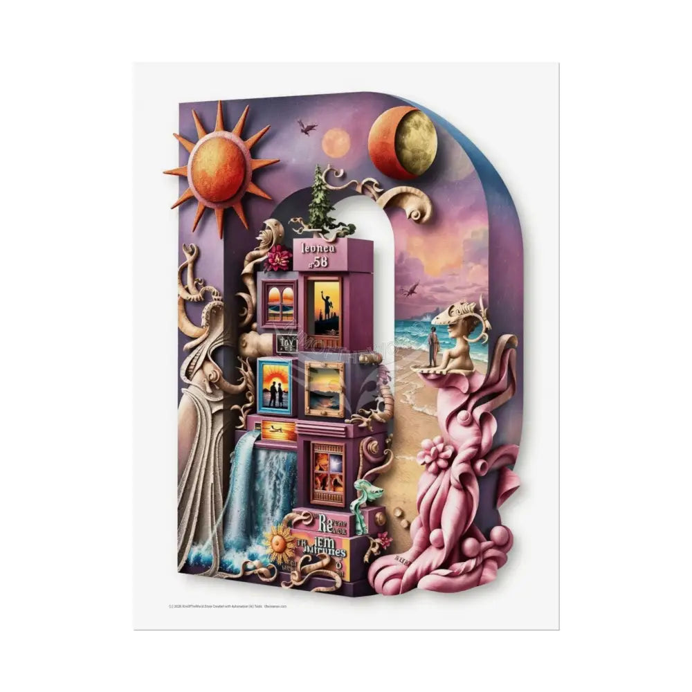 3D Block ’D’ Letter Initial Poster — Personalized Rolled Poster for Kids’ Rooms Classrooms & Homeschool 18″ x 24″