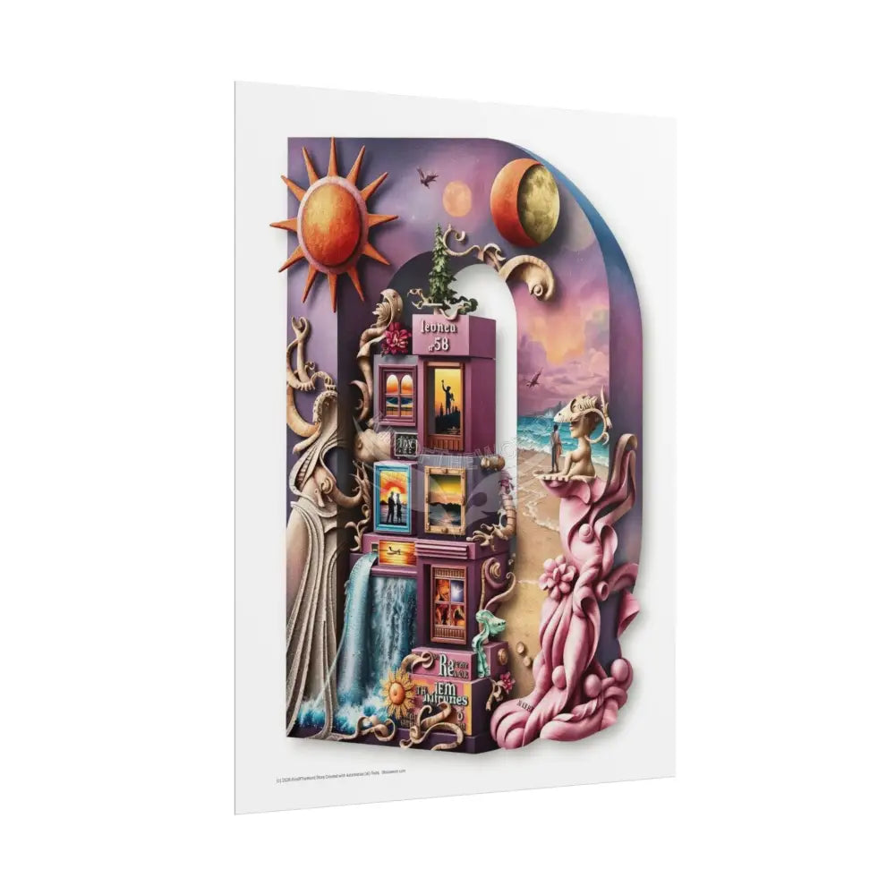 3D Block ’D’ Letter Initial Poster — Personalized Rolled Poster for Kids’ Rooms Classrooms & Homeschool Poster