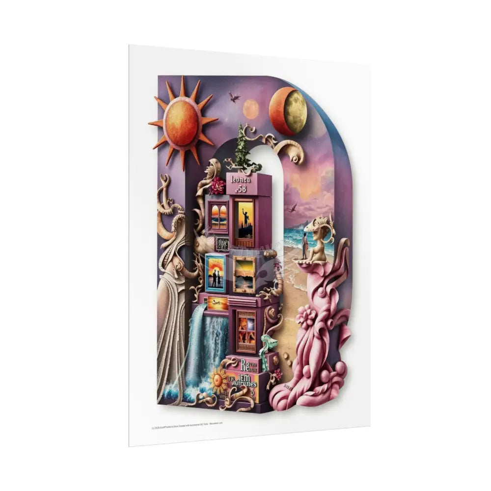 3D Block ’D’ Letter Initial Poster — Personalized Rolled Poster for Kids’ Rooms Classrooms & Homeschool Poster