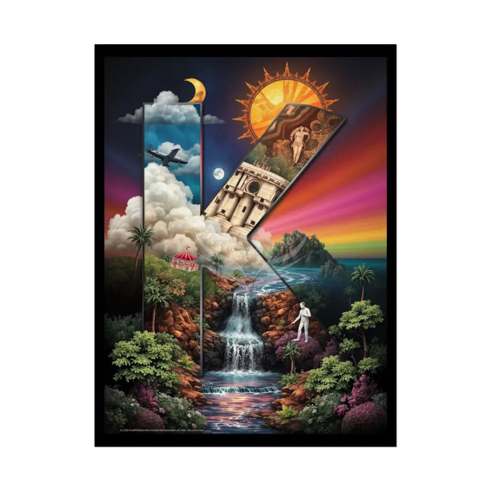 3D Block ’K’ Letter Initial Poster — Personalized Rolled Poster for Kids’ Rooms Classrooms & Homeschool 18″ x 24″