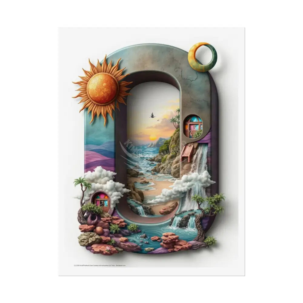 3D Block ’O’ Letter Initial Poster — Personalized Rolled Poster for Kids’ Rooms Classrooms & Homeschool 18″ x 24″