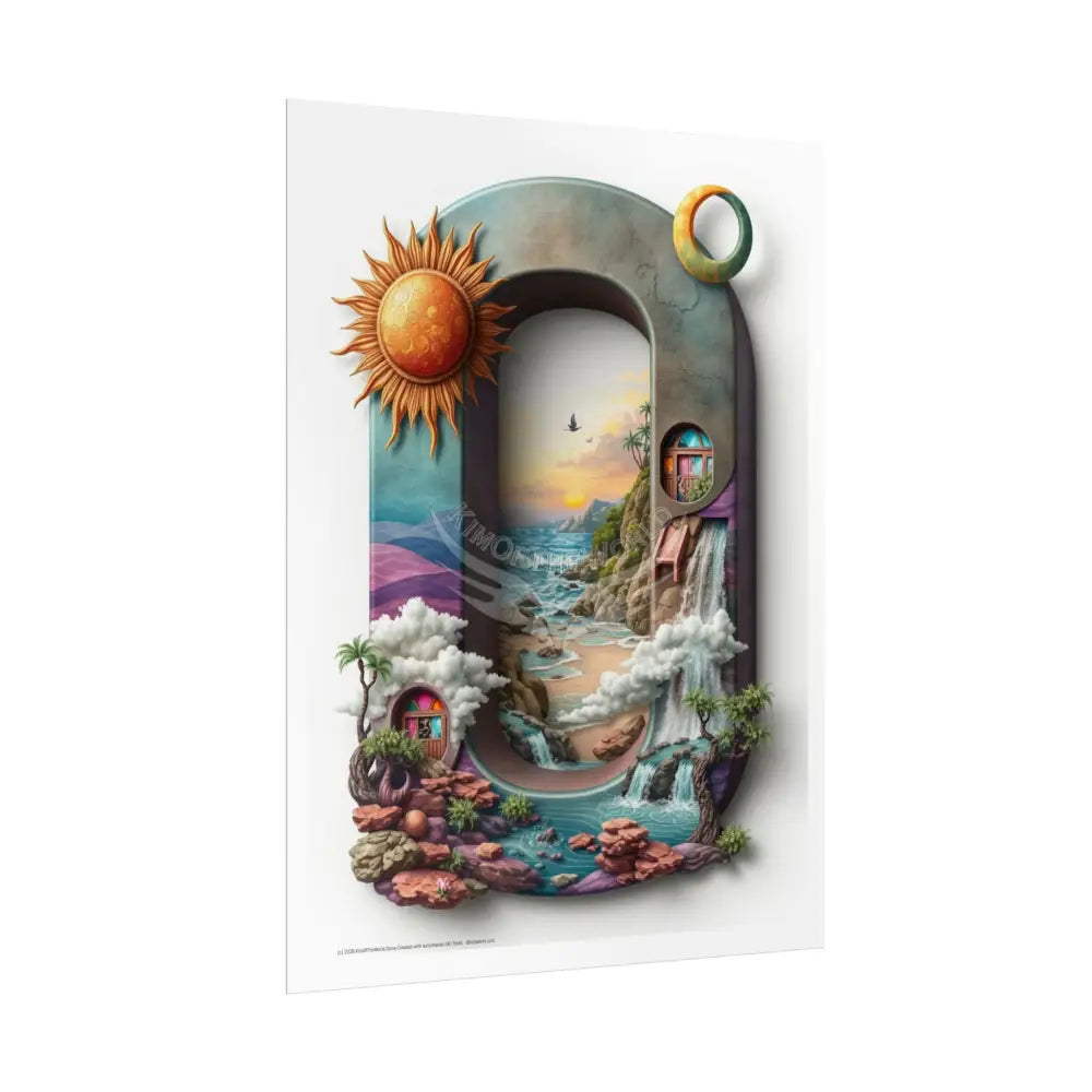 3D Block ’O’ Letter Initial Poster — Personalized Rolled Poster for Kids’ Rooms Classrooms & Homeschool Poster