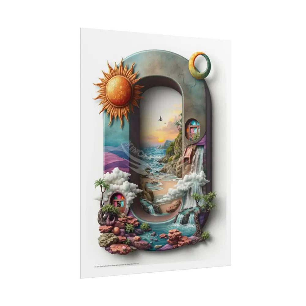 3D Block ’O’ Letter Initial Poster — Personalized Rolled Poster for Kids’ Rooms Classrooms & Homeschool Poster