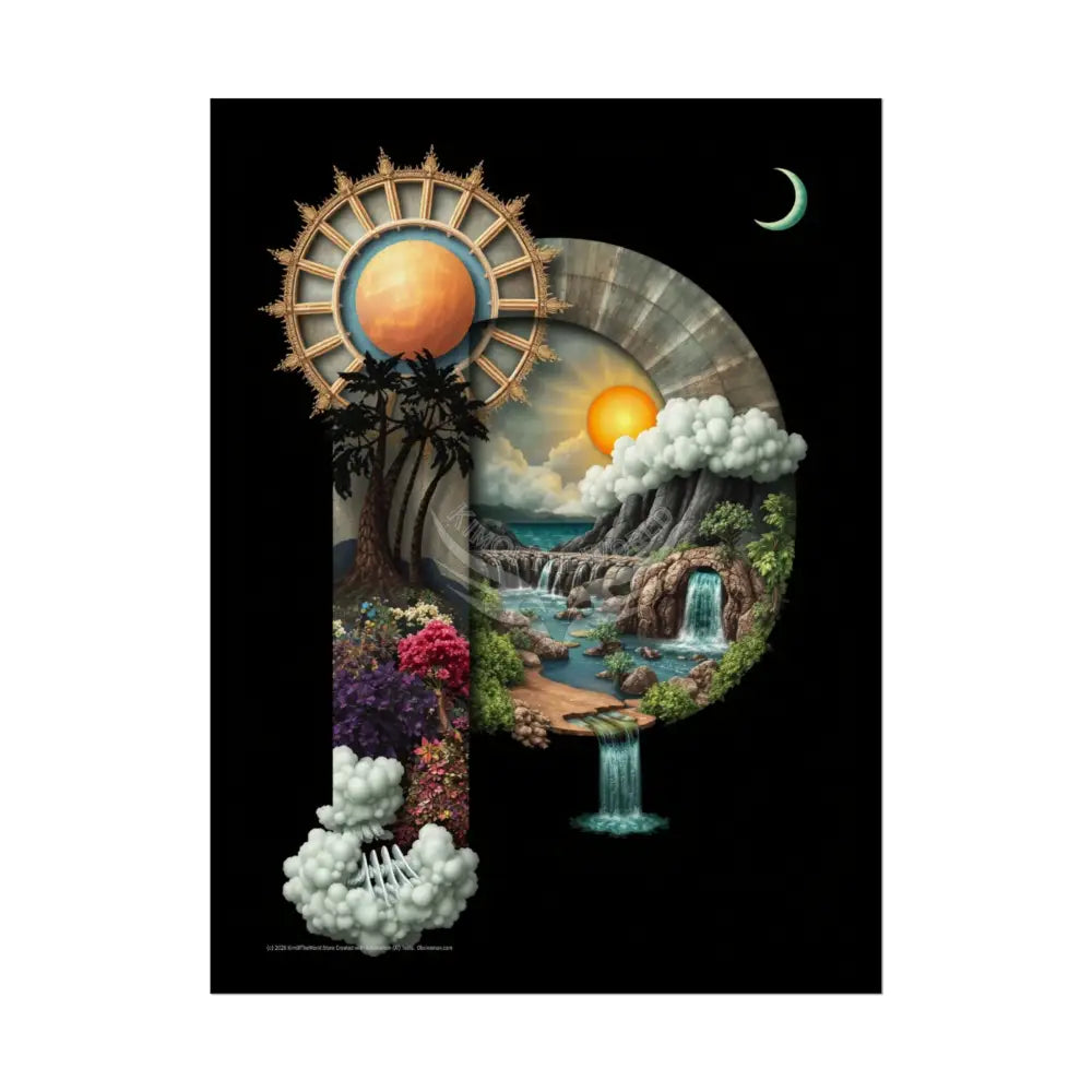 3D Block ’P’ Letter Initial Poster — Personalized Rolled Poster for Kids’ Rooms Classrooms & Homeschool 18″ x 24″