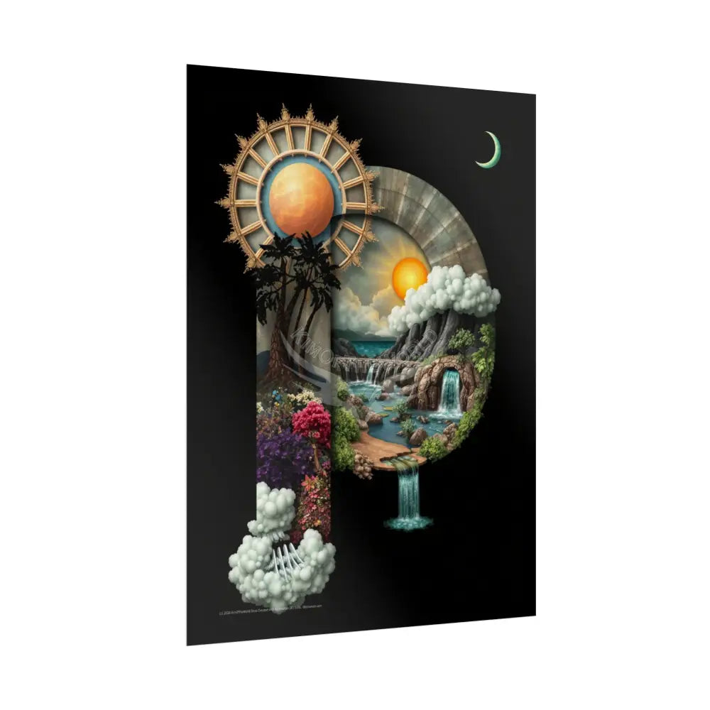 3D Block ’P’ Letter Initial Poster — Personalized Rolled Poster for Kids’ Rooms Classrooms & Homeschool Poster