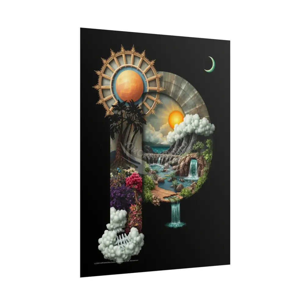 3D Block ’P’ Letter Initial Poster — Personalized Rolled Poster for Kids’ Rooms Classrooms & Homeschool Poster