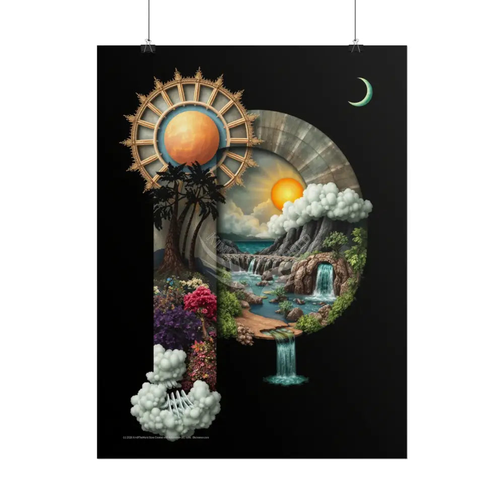 3D Block ’P’ Letter Initial Poster — Personalized Rolled Poster for Kids’ Rooms Classrooms & Homeschool Poster