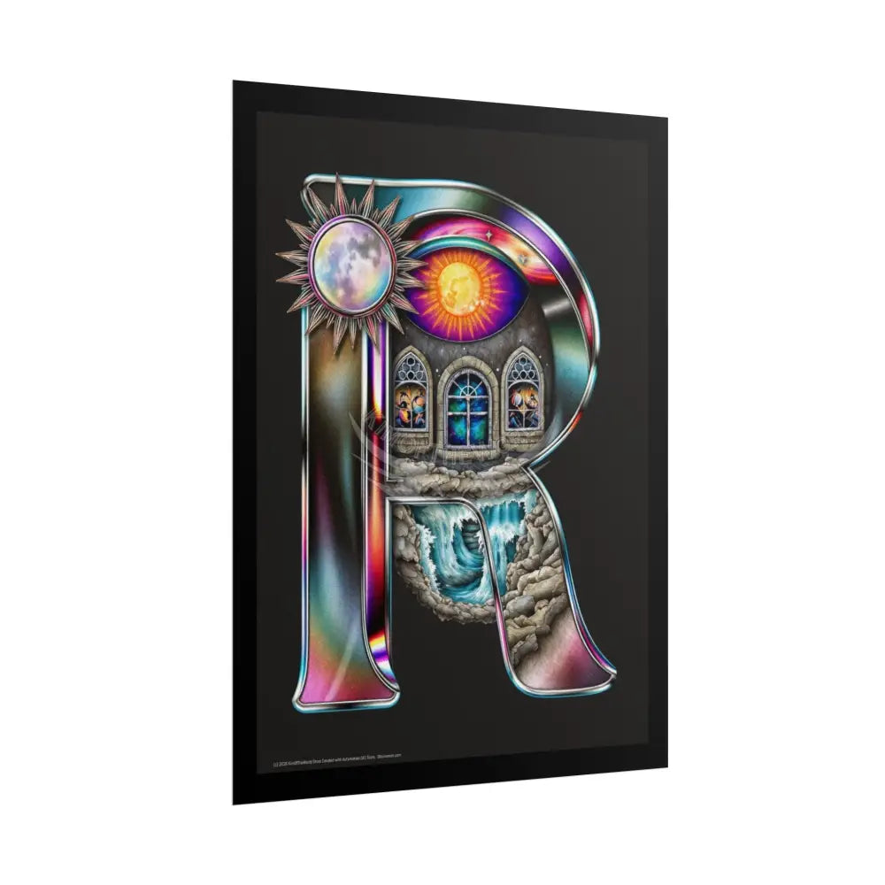 3D Block ’R’ Letter Initial Poster — Personalized Rolled Poster for Kids’ Rooms Classrooms & Homeschool Poster