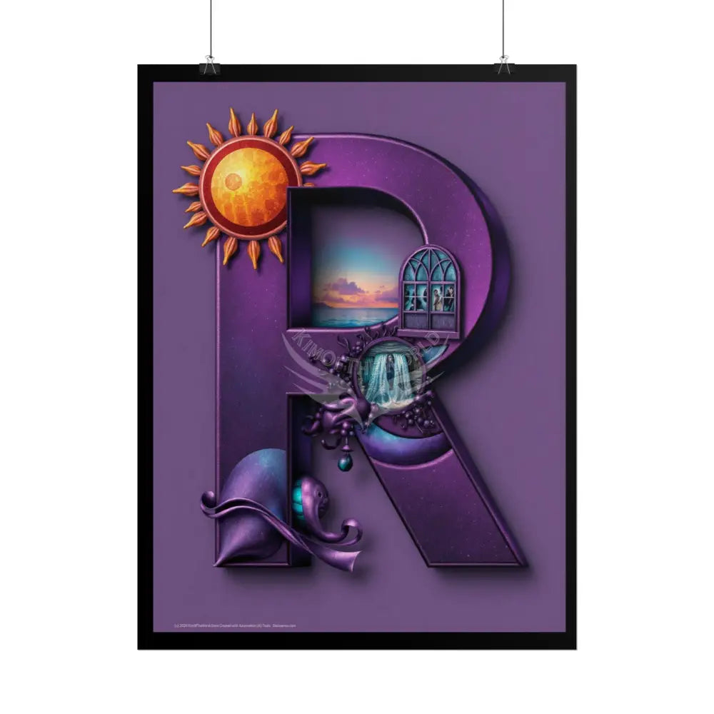 3D Block ’R’ Letter Initial Poster — Personalized Rolled Poster for Kids’ Rooms Classrooms & Homeschool Poster