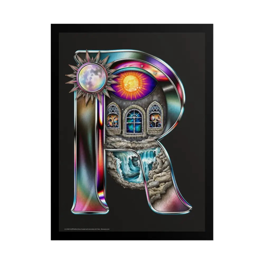 3D Block ’R’ Letter Initial Poster — Personalized Rolled Poster for Kids’ Rooms Classrooms & Homeschool 18″ x 24″