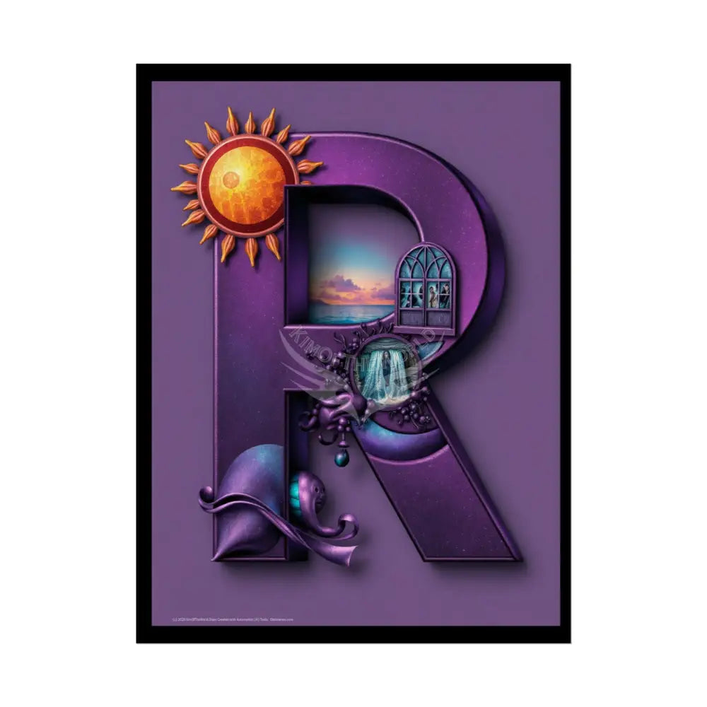 3D Block ’R’ Letter Initial Poster — Personalized Rolled Poster for Kids’ Rooms Classrooms & Homeschool 18″ x 24″