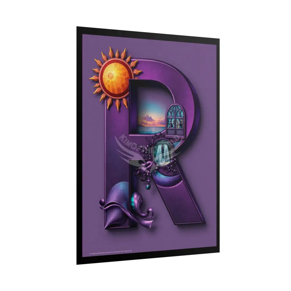 3D Block ’R’ Letter Initial Poster — Personalized Rolled Poster for Kids’ Rooms Classrooms & Homeschool Poster