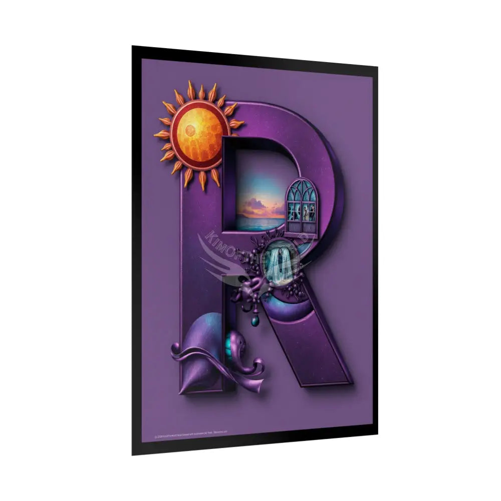 3D Block ’R’ Letter Initial Poster — Personalized Rolled Poster for Kids’ Rooms Classrooms & Homeschool Poster