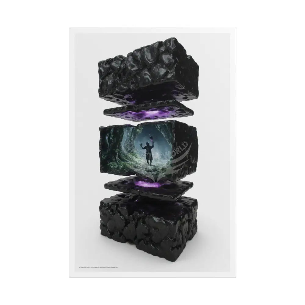 3D Block Worlds Goth Landscape Poster — Colorful Rolled Art Print 24’’ x 36’’ (Vertical) / Matte Poster