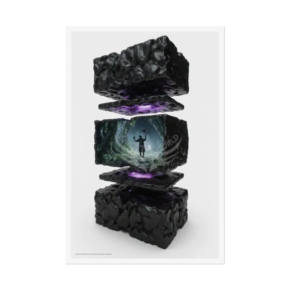 3D Block Worlds Goth Landscape Poster — Colorful Rolled Art Print 24’’ x 36’’ (Vertical) / Semi Glossy Poster