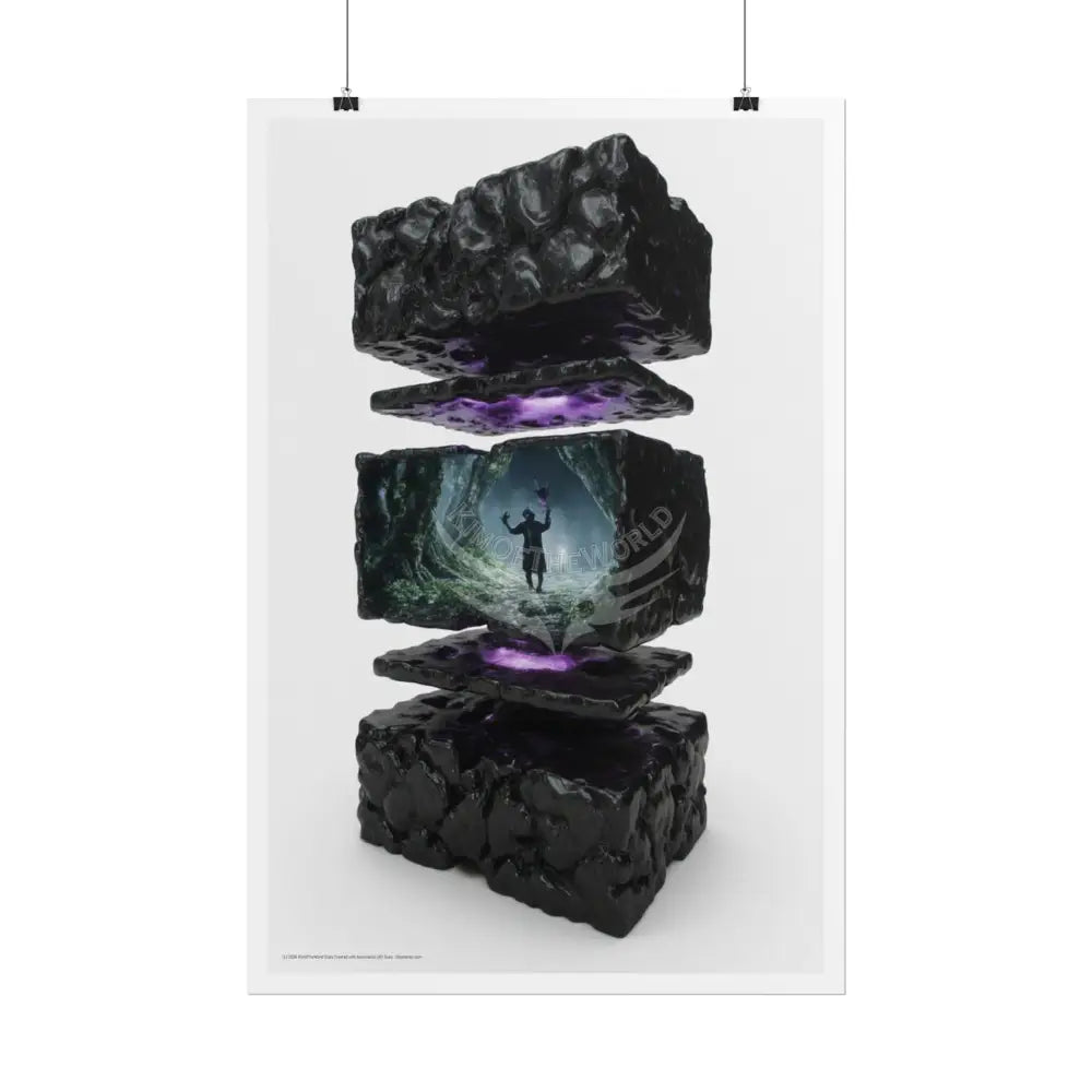 3D Block Worlds Goth Landscape Poster — Colorful Rolled Art Print Poster