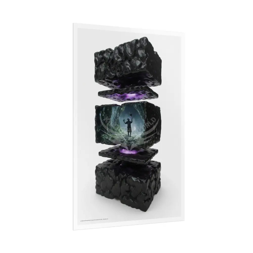 3D Block Worlds Goth Landscape Poster — Colorful Rolled Art Print Poster