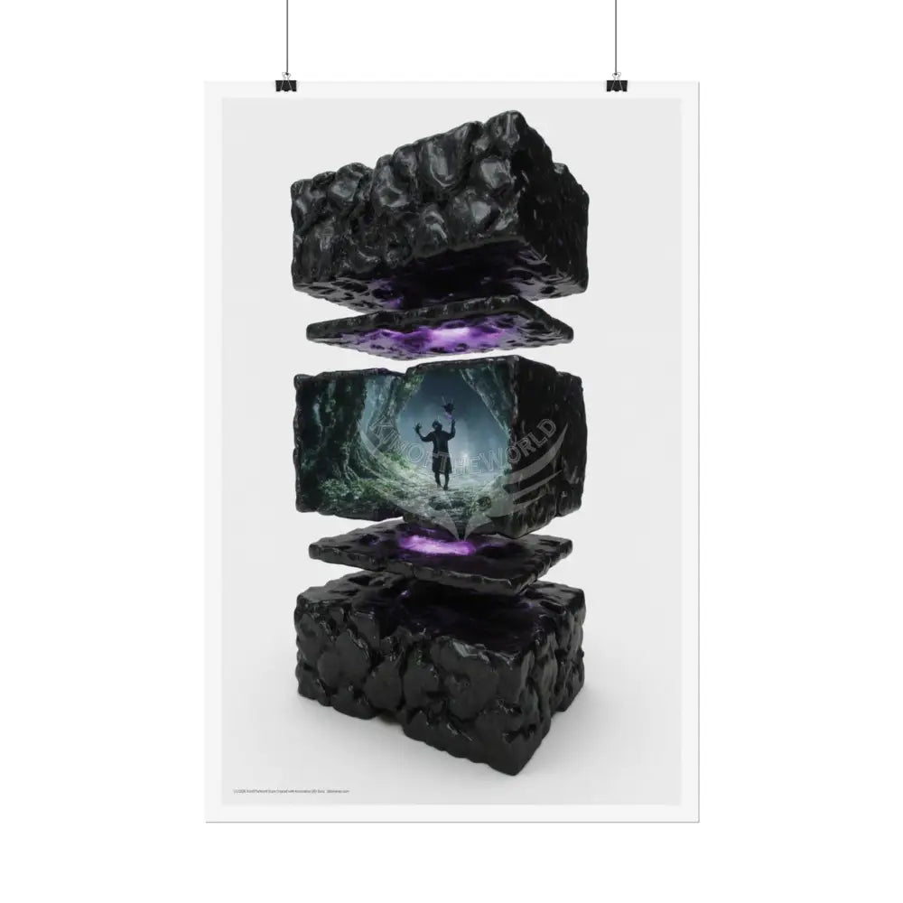 3D Block Worlds Goth Landscape Poster — Colorful Rolled Art Print Poster