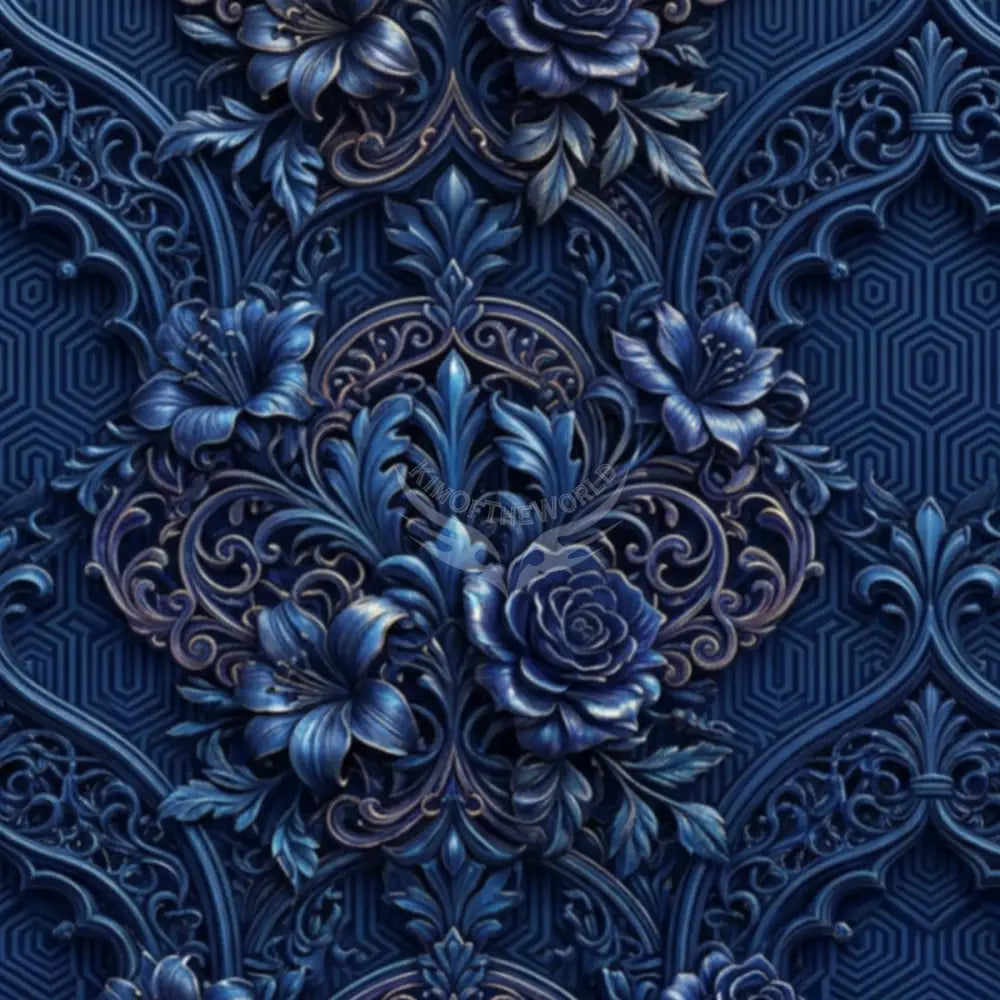 3D Blue Floral Unpasted Mural Wallpaper 144’’x100’’ 144’’x100’’ Wall Coverings