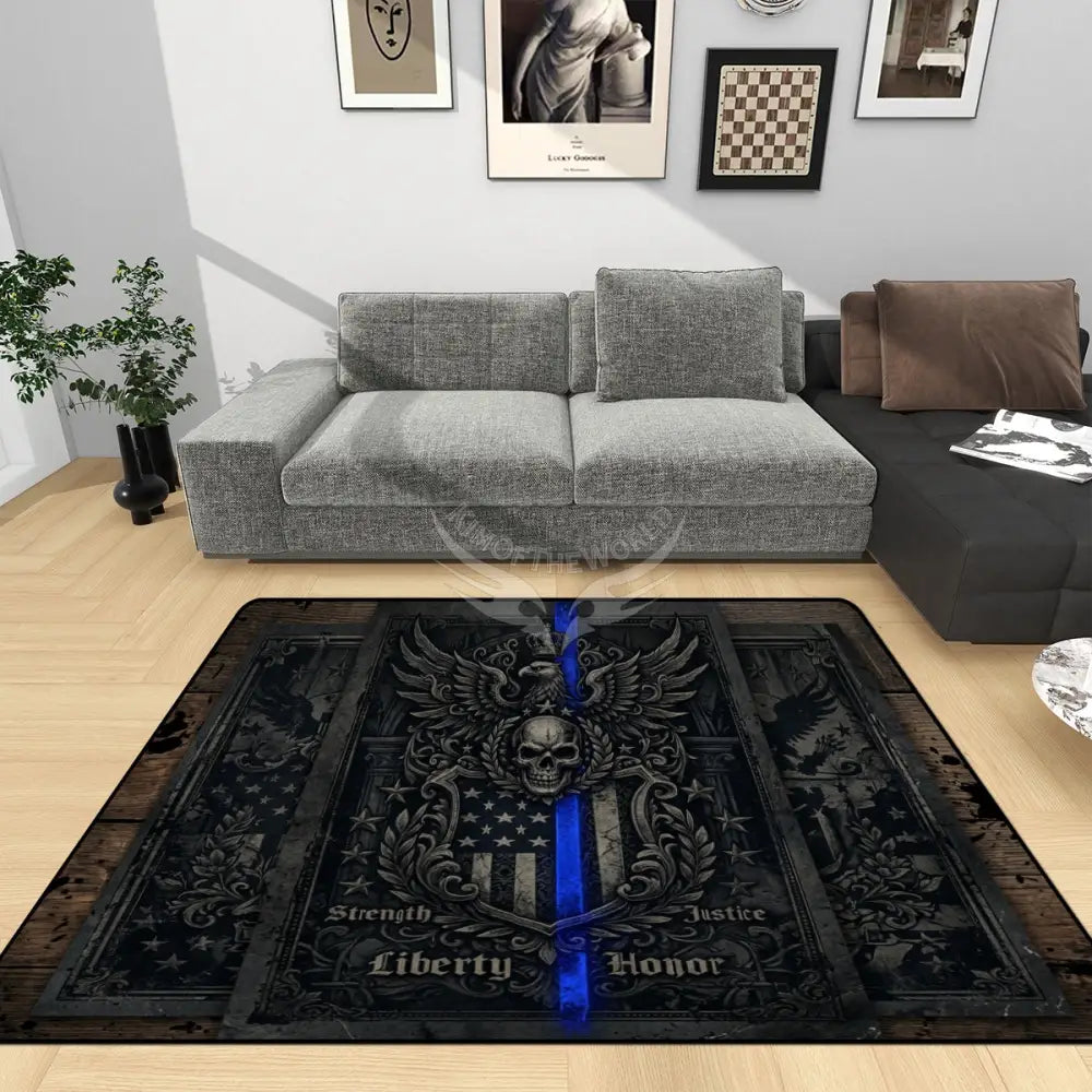 3D Blue Line Area Rug Floor Carpet 8x5.3 - 96’’x64’’ - Rugs & Mats