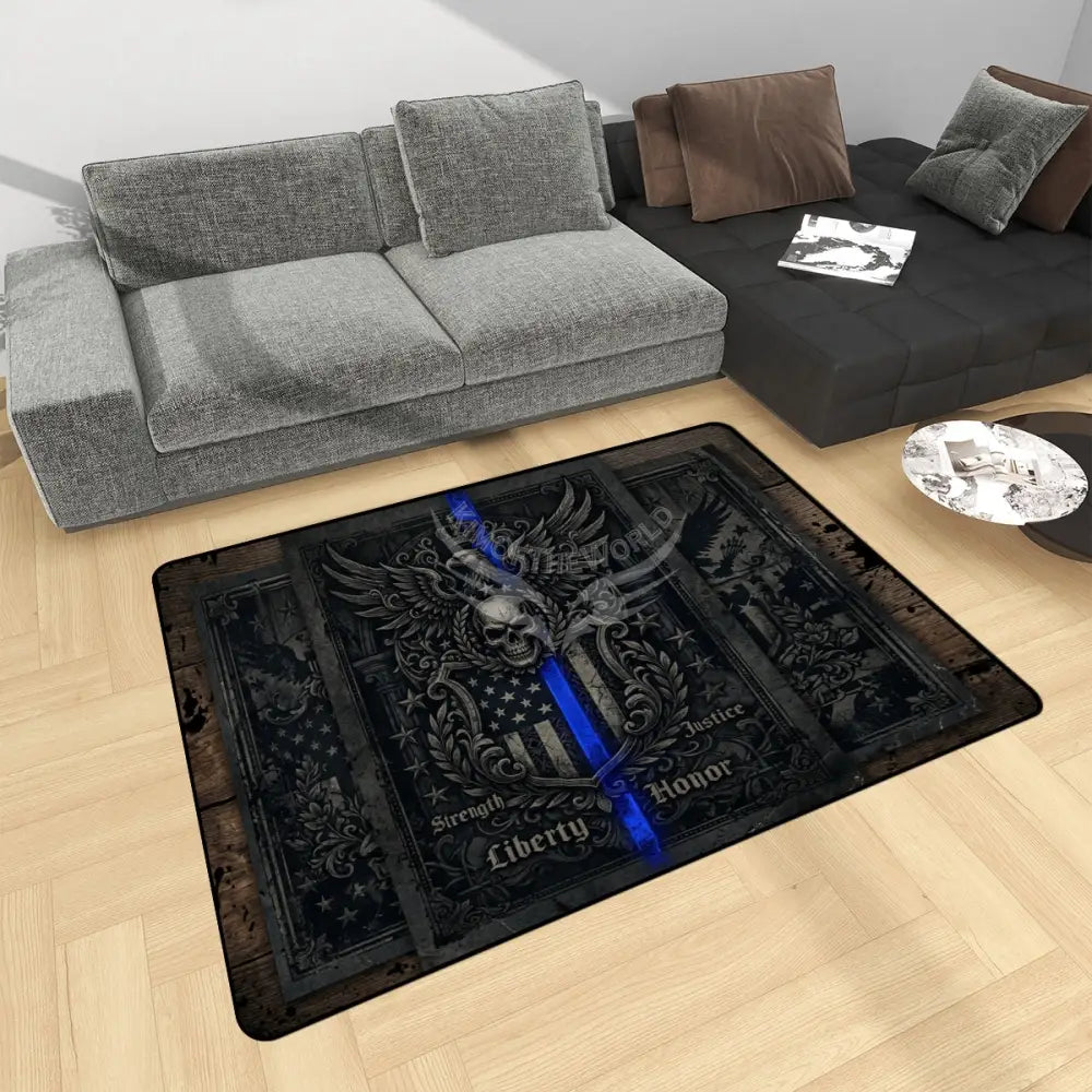 3D Blue Line Area Rug Floor Carpet 8x5.3 - 96’’x64’’ - Rugs & Mats