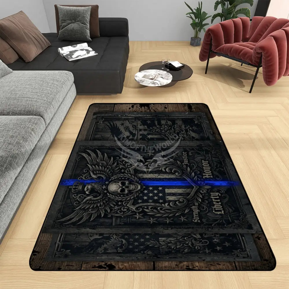 3D Blue Line Area Rug Floor Carpet 8x5.3 - 96’’x64’’ - Rugs & Mats