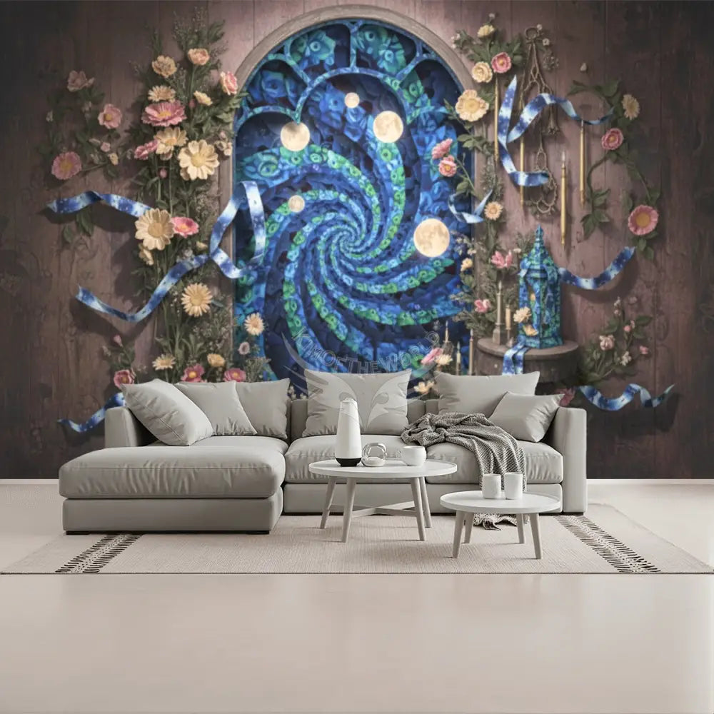 3D Blue Ribbon Dream Unpasted Mural Wallpaper 144’’x100’’ - 144’’x100’’ - Wall Coverings