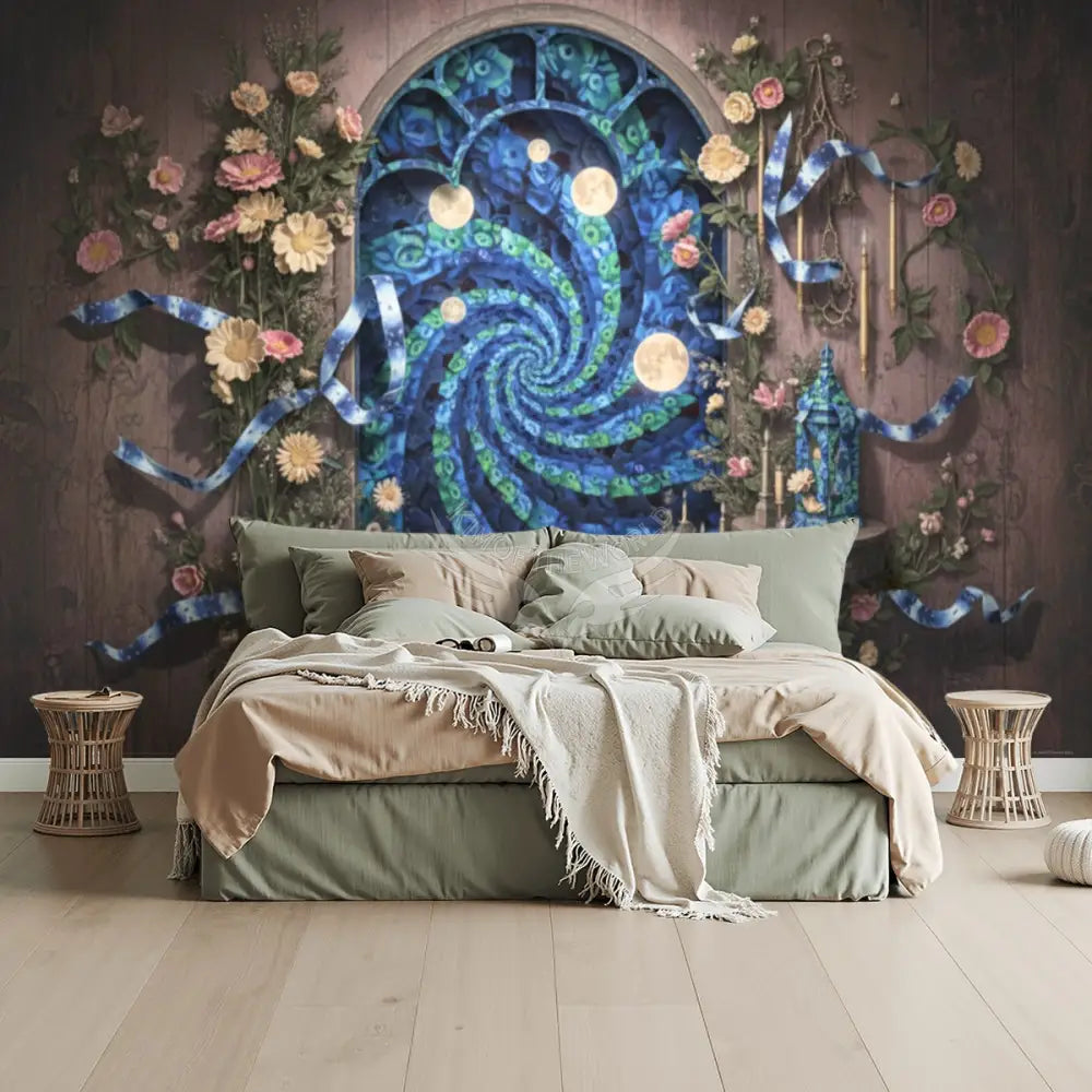 3D Blue Ribbon Dream Unpasted Mural Wallpaper 144’’x100’’ - 144’’x100’’ - Wall Coverings